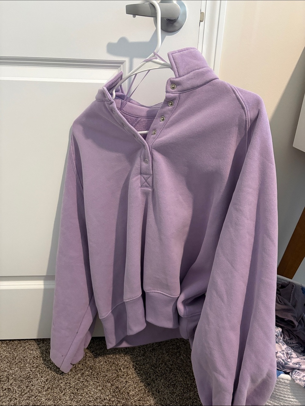 Women's Snap-Front Pullover Hoodie in Lilac